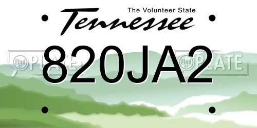 820JA2 Tennessee License Plate