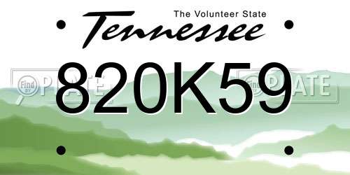 820K59 Tennessee License Plate