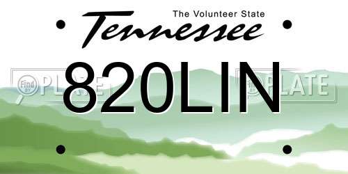 820LIN Tennessee License Plate