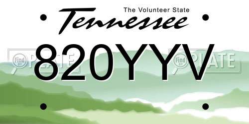 820YYV Tennessee License Plate