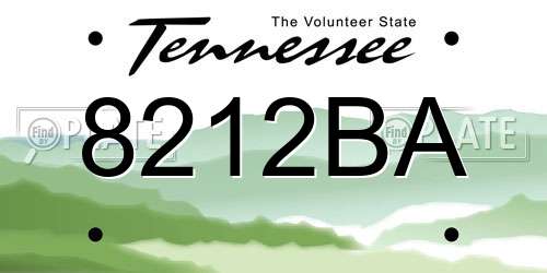 8212BA Tennessee License Plate