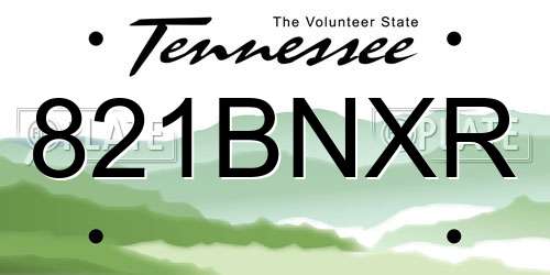 821BNXR Tennessee License Plate