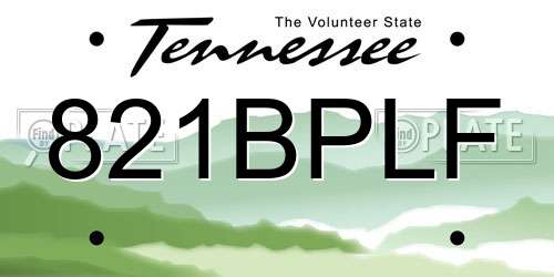 821BPLF Tennessee License Plate