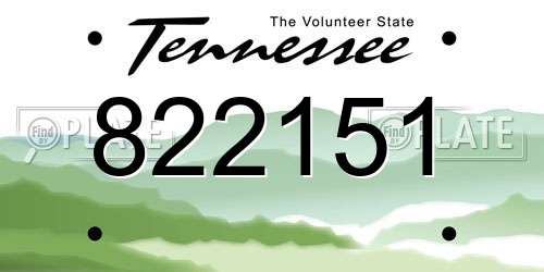 822151 Tennessee License Plate