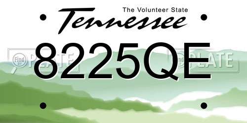 8225QE Tennessee License Plate