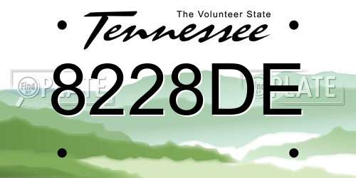 8228DE Tennessee License Plate