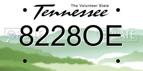 8228OE Tennessee License Plate