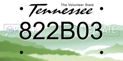 822B03 Tennessee License Plate