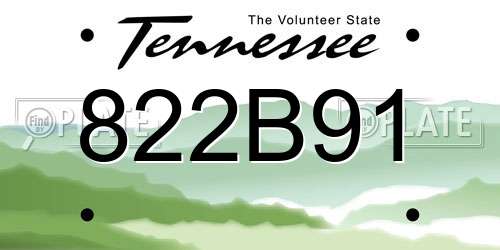 822B91 Tennessee License Plate