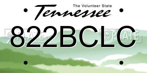 822BCLC Tennessee License Plate