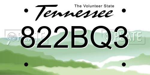 822BQ3 Tennessee License Plate