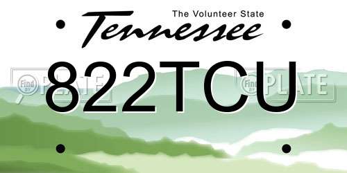822TCU Tennessee License Plate