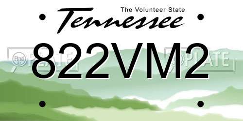 822VM2 Tennessee License Plate