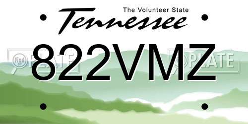 822VMZ Tennessee License Plate