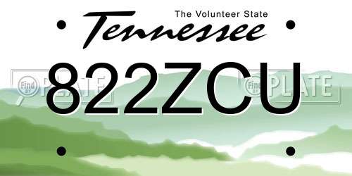 822ZCU Tennessee License Plate