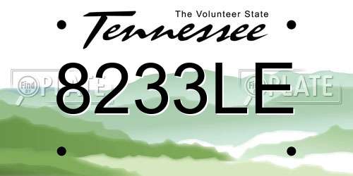 8233LE Tennessee License Plate