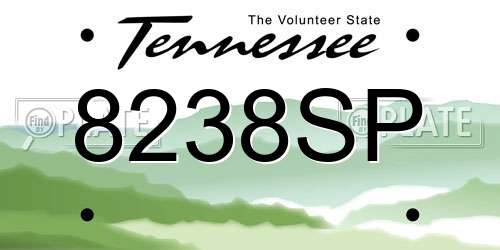 8238SP Tennessee License Plate