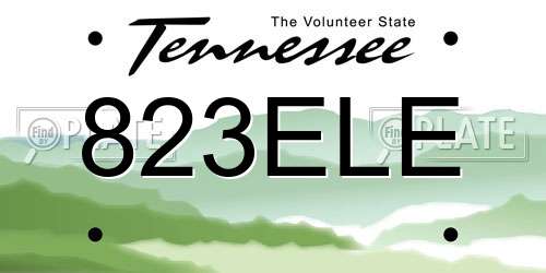 823ELE Tennessee License Plate