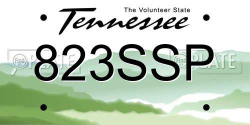 823SSP Tennessee License Plate