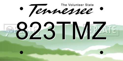 823TMZ Tennessee License Plate