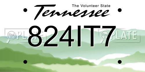 824IT7 Tennessee License Plate