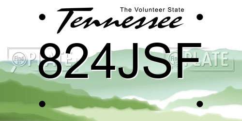 824JSF Tennessee License Plate