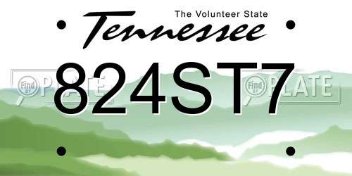 824ST7 Tennessee License Plate