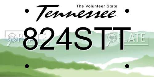 824STT Tennessee License Plate