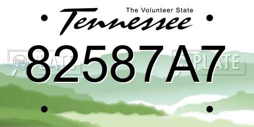 82587A7 Tennessee License Plate