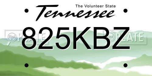 825KBZ Tennessee License Plate