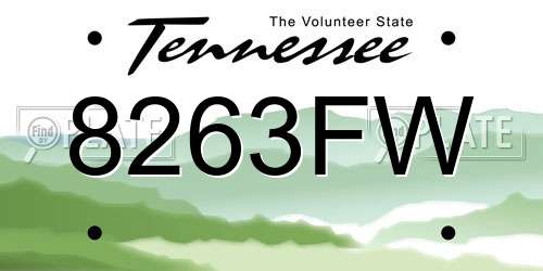 8263FW Tennessee License Plate