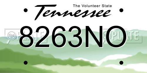 8263NO Tennessee License Plate