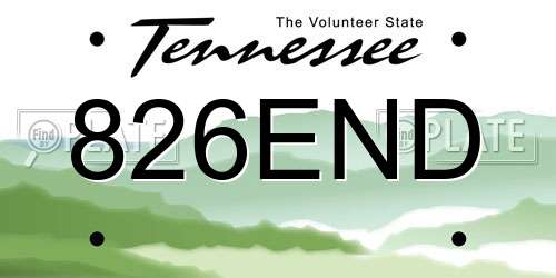 826END Tennessee License Plate