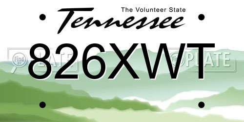 826XWT Tennessee License Plate