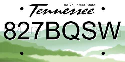 827BQSW Tennessee License Plate