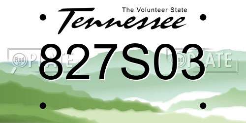 827S03 Tennessee License Plate