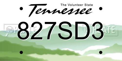 827SD3 Tennessee License Plate