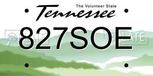 827SOE Tennessee License Plate