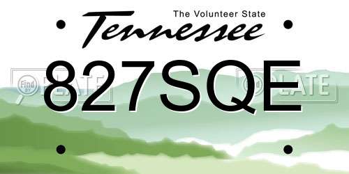 827SQE Tennessee License Plate