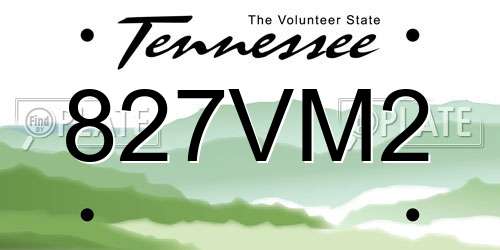 827VM2 Tennessee License Plate