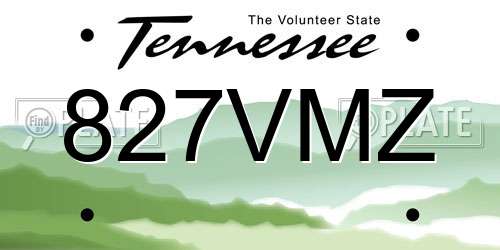 827VMZ Tennessee License Plate