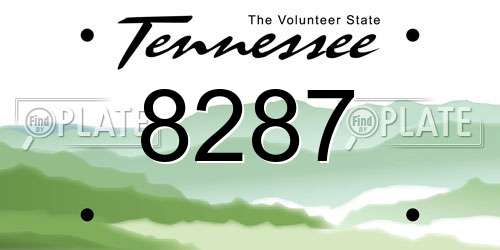8287 Tennessee License Plate