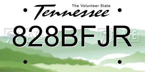 828BFJR Tennessee License Plate