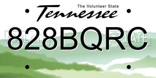 828BQRC Tennessee License Plate