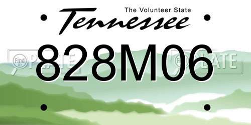 828M06 Tennessee License Plate
