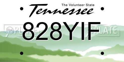 828YIF Tennessee License Plate