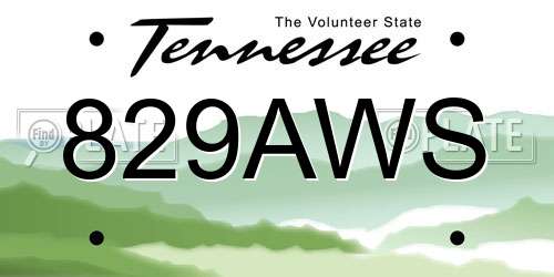 829AWS Tennessee License Plate