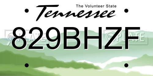 829BHZF Tennessee License Plate