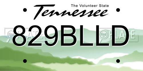 829BLLD Tennessee License Plate