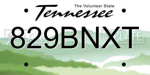 829BNXT Tennessee License Plate